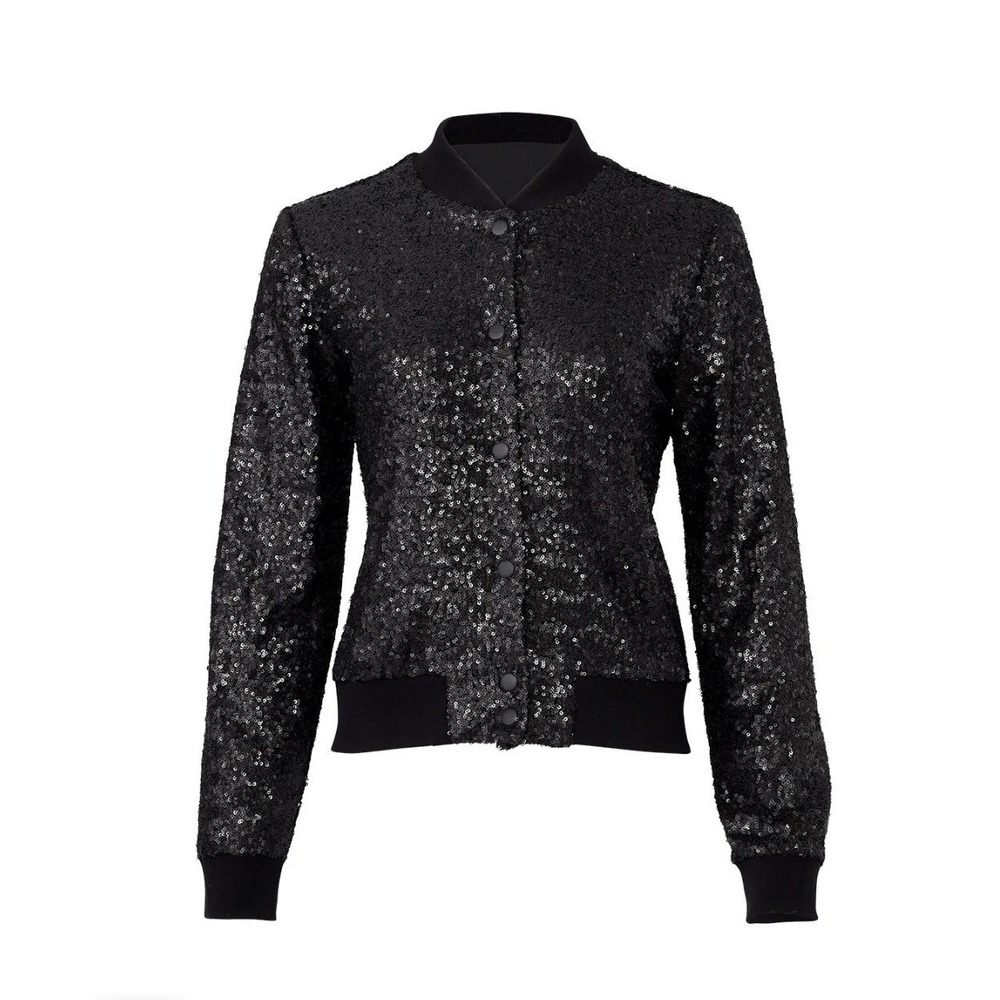 Bailey 44 Top Billing Bomber Jacket All Over Sequin Size Medium Indie Sleeze